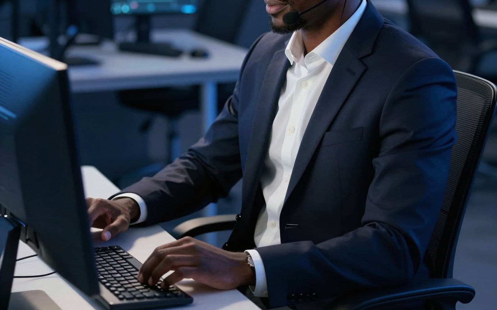 A SteadyPoint engineer working at a workstation.